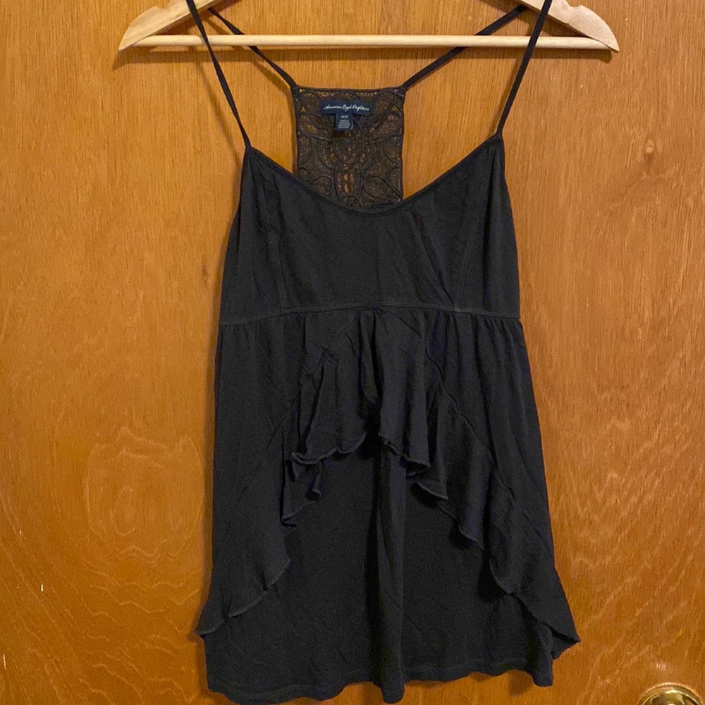 Black tank with lace/crochet back